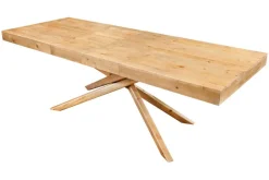 Ausziehbarer Esstisch WOOD SCULPTURE 160-240cm natur Pinie Massivholz recycelt