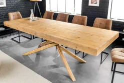 Ausziehbarer Esstisch WOOD SCULPTURE 160-240cm natur Pinie Massivholz recycelt