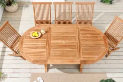 Ausziehbarer Gartentisch EMPIRE TEAK 120-180cm natur Massivholz oval