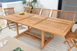 Ausziehbarer Gartentisch EMPIRE TEAK 170-230cm natur Teakholz massiv wetterfest