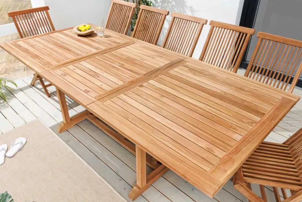 Ausziehbarer Gartentisch EMPIRE TEAK 170-230cm natur Teakholz massiv wetterfest