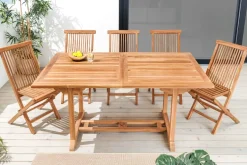 Ausziehbarer Gartentisch EMPIRE TEAK 170-230cm natur Teakholz massiv wetterfest
