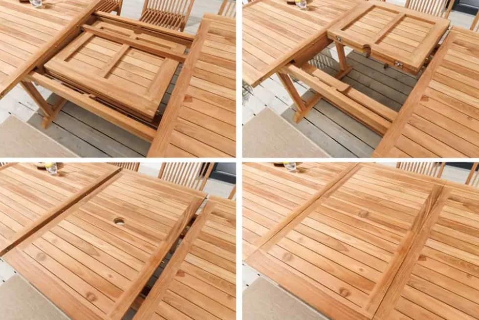 Ausziehbarer Gartentisch EMPIRE TEAK 170-230cm natur Teakholz massiv wetterfest
