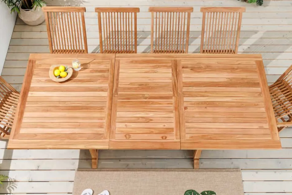 Ausziehbarer Gartentisch EMPIRE TEAK 170-230cm natur Teakholz massiv wetterfest