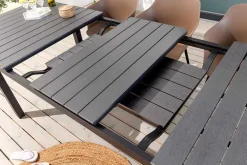 Ausziehbarer Gartentisch DESIGNO 200-250-300cm grau Aluminium In- und Outdoor Esstisch