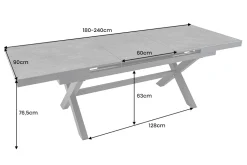 Ausziehbarer In- und Outdoor Esstisch EMPIRE 180-240cm anthrazit Keramik Gartentisch