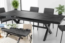 Ausziehbarer In- und Outdoor Esstisch EMPIRE 180-240cm anthrazit Keramik Gartentisch