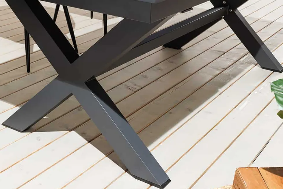 Ausziehbarer In- und Outdoor Esstisch EMPIRE 180-240cm anthrazit Keramik Gartentisch