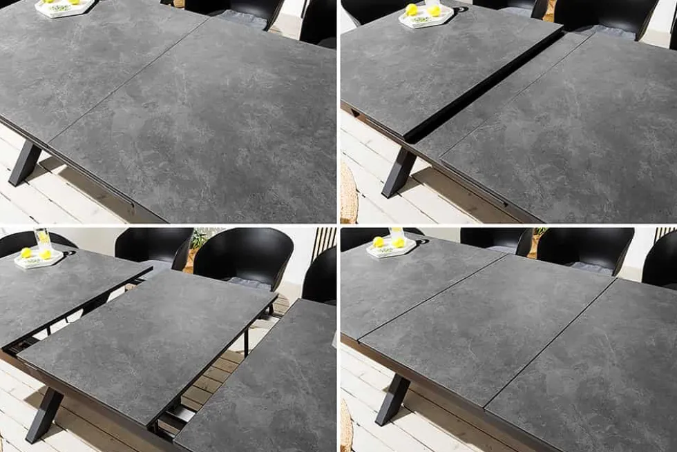 Ausziehbarer In- und Outdoor Esstisch EMPIRE 180-240cm anthrazit Keramik Gartentisch