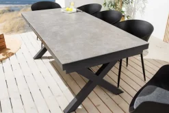 Ausziehbarer In- und Outdoor Esstisch EMPIRE 180-240cm hellgrau Keramik anthrazit