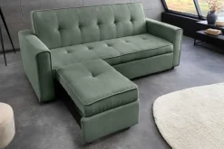Ausziehbares Schlafsofa SMART 180cm grün Cord 2-Sitzer Couch mit Nosagfederung