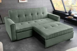 Ausziehbares Schlafsofa SMART 180cm grün Cord 2-Sitzer Couch mit Nosagfederung