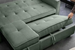 Ausziehbares Schlafsofa SMART 180cm grün Cord 2-Sitzer Couch mit Nosagfederung