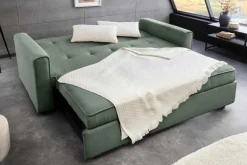 Ausziehbares Schlafsofa SMART 180cm grün Cord 2-Sitzer Couch mit Nosagfederung