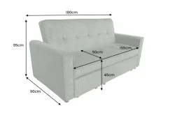 Ausziehbares Schlafsofa SMART 180cm grün Cord 2-Sitzer Couch mit Nosagfederung