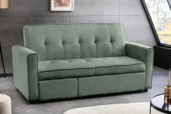Ausziehbares Schlafsofa SMART 180cm grün Cord 2-Sitzer Couch mit Nosagfederung