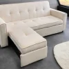 Ausziehbares Schlafsofa SMART 180cm beige Cord 2-Sitzer Couch mit Nosagfederung