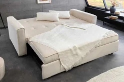 Ausziehbares Schlafsofa SMART 180cm beige Cord 2-Sitzer Couch mit Nosagfederung