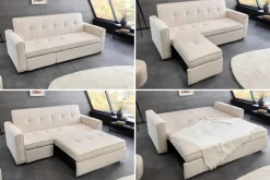 Ausziehbares Schlafsofa SMART 180cm beige Cord 2-Sitzer Couch mit Nosagfederung