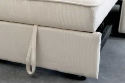 Ausziehbares Schlafsofa SMART 180cm beige Cord 2-Sitzer Couch mit Nosagfederung