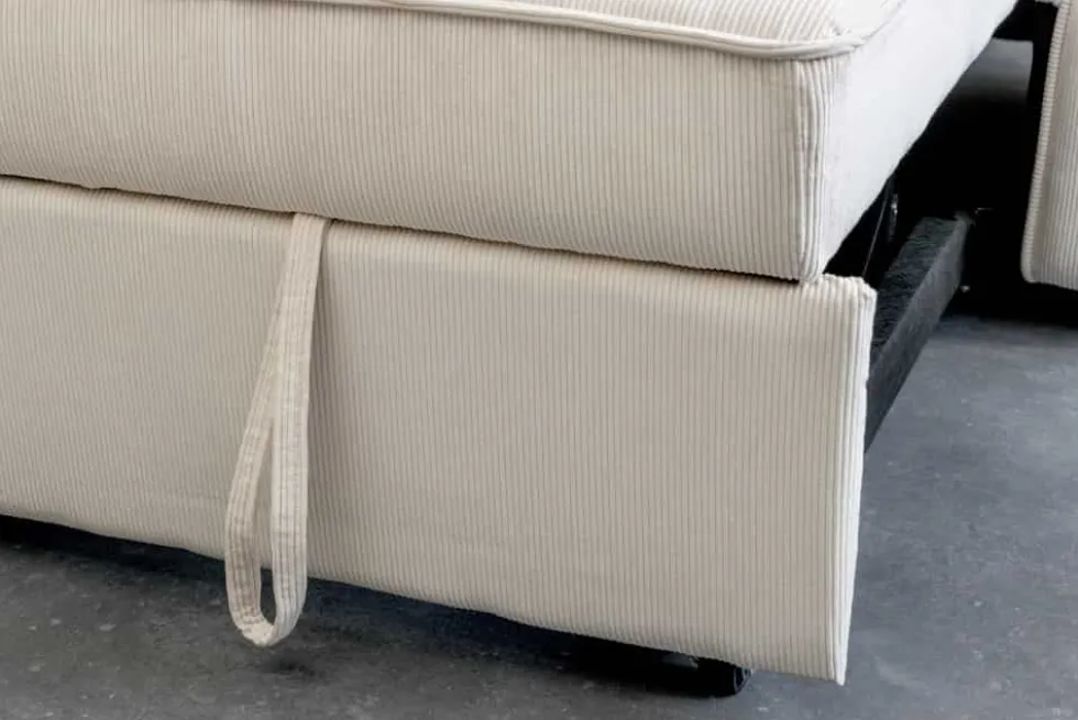 Ausziehbares Schlafsofa SMART 180cm beige Cord 2-Sitzer Couch mit Nosagfederung