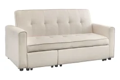 Ausziehbares Schlafsofa SMART 180cm beige Cord 2-Sitzer Couch mit Nosagfederung