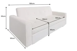 Ausziehbares Schlafsofa SMART 180cm beige Cord 2-Sitzer Couch mit Nosagfederung
