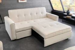 Ausziehbares Schlafsofa SMART 180cm beige Cord 2-Sitzer Couch mit Nosagfederung