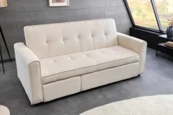 Ausziehbares Schlafsofa SMART 180cm beige Cord 2-Sitzer Couch mit Nosagfederung