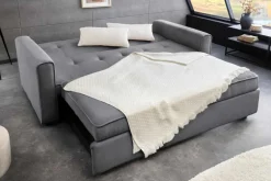 Ausziehbares Schlafsofa SMART 180cm grau Cord 2-Sitzer Couch mit Nosagfederung