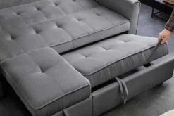 Ausziehbares Schlafsofa SMART 180cm grau Cord 2-Sitzer Couch mit Nosagfederung