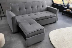Ausziehbares Schlafsofa SMART 180cm grau Cord 2-Sitzer Couch mit Nosagfederung