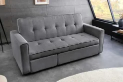 Ausziehbares Schlafsofa SMART 180cm grau Cord 2-Sitzer Couch mit Nosagfederung