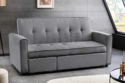 Ausziehbares Schlafsofa SMART 180cm grau Cord 2-Sitzer Couch mit Nosagfederung