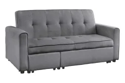 Ausziehbares Schlafsofa SMART 180cm grau Cord 2-Sitzer Couch mit Nosagfederung
