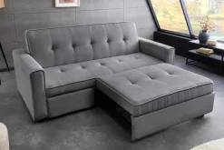 Ausziehbares Schlafsofa SMART 180cm grau Cord 2-Sitzer Couch mit Nosagfederung