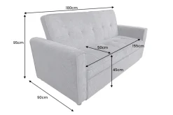 Ausziehbares Schlafsofa SMART 180cm grau Cord 2-Sitzer Couch mit Nosagfederung