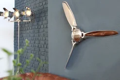 Authentische Wanddekoration SCREW III 90cm silber Flugzeug Propeller