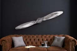 Authentische Wanddekoration SCREW II 110cm silber Flugzeug Propeller