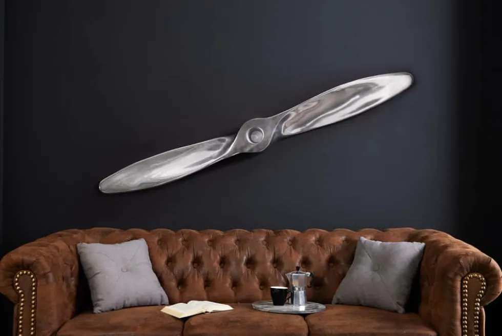 Authentische Wanddekoration SCREW II 110cm silber Flugzeug Propeller