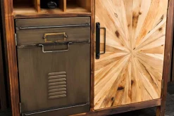 Authentischer Barschrank ATELIER 120cm natur Pinienholz Metall-Vintage-Bar