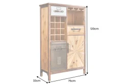 Authentischer Barschrank ATELIER 120cm natur Pinienholz Metall-Vintage-Bar