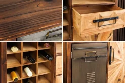 Authentischer Barschrank ATELIER 120cm natur Pinienholz Metall-Vintage-Bar
