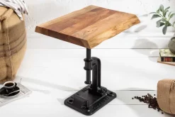 Authentischer Beistelltisch FACTORY 50cm Akazie Massivholz Baumkante Industrial Design