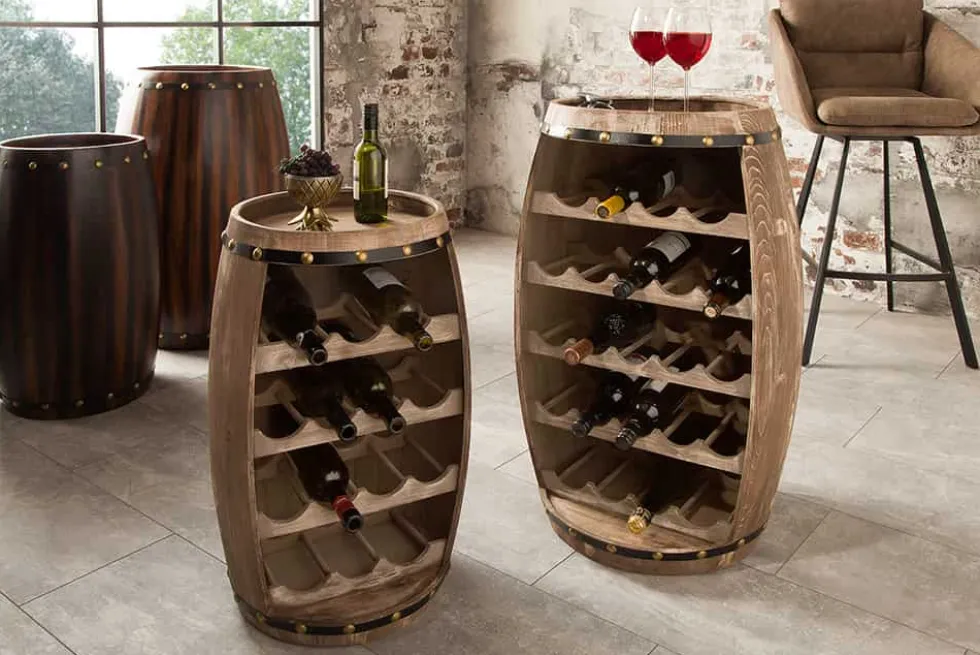 Authentisches Weinregal BODEGA 65cm natur Pinie Weinfass Shabby Chic