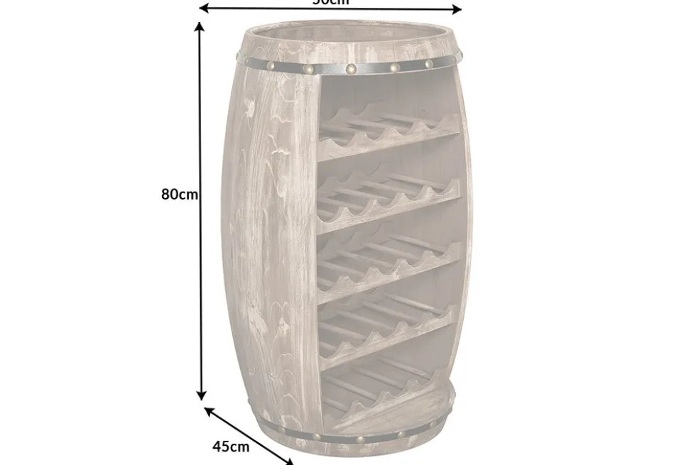 Authentisches Weinregal BODEGA 80cm natur Pinie Weinfass Shabby Chic