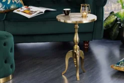 Barock Beistelltisch SAVOY 55cm gold Metall Dreibein rund Vintage