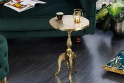 Barock Beistelltisch SAVOY 55cm gold Metall Dreibein rund Vintage