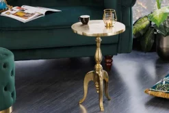 Barock Beistelltisch SAVOY 55cm gold Metall Dreibein rund Vintage