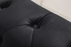 Barock Sofa CHESTERFIELD 205cm schwarz Samt Federkern Knopfheftung 3-Sitzer Couch